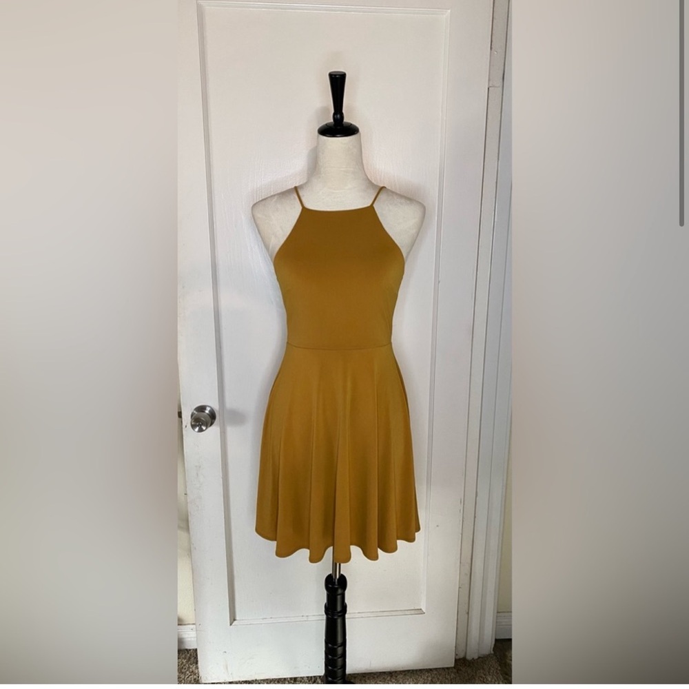 Forever 21 Corset Lace Up Backless Skater Circle Skirt dress Empire Waist